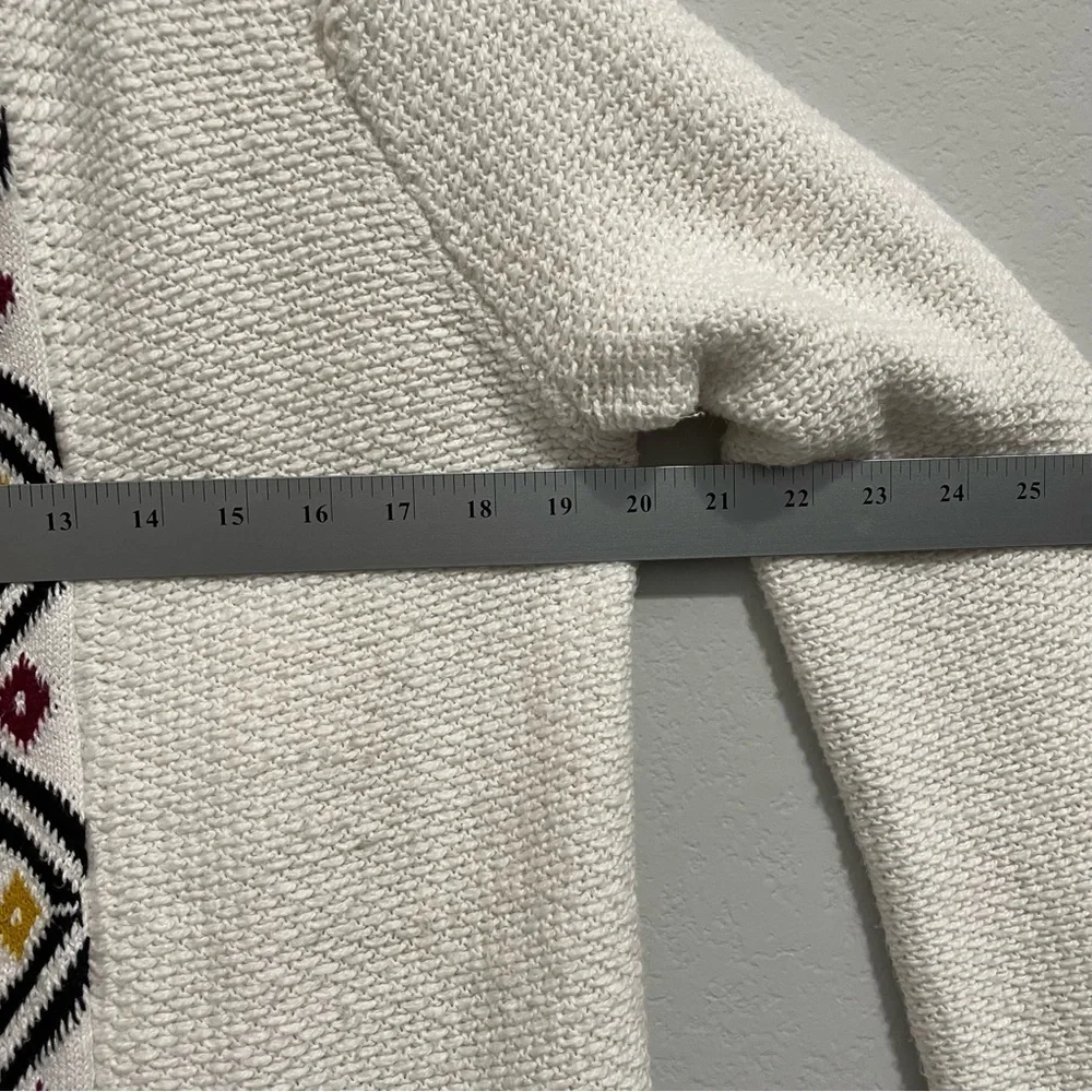Old Navy Coatigan Cardigan Sweater Knit Aztec Boho White Red Womens Small S - Picture 6 of 11